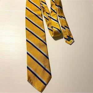 Lauren Ralph Lauren mens gold yellow navy stripe neck tie silk vintage